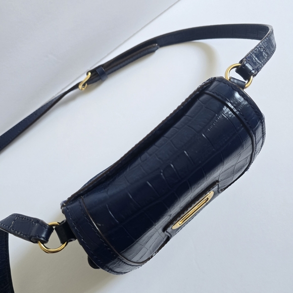 Lauren Ralph Lauren Croc-Embossed Leather Crossbody Bag Blue - Picture 6 of 13